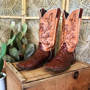 Men’s Justin boots, square toe full quill ostrich